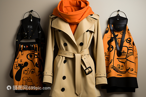 時尚的卡其色風衣